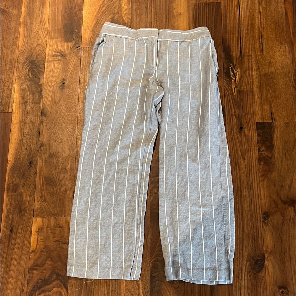 LOFT Light Gray Striped Chinos
